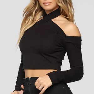 Fashion Nova Women’s Black Halter Crop Top Shirt Plus size Size XL